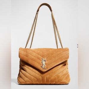 👜 Saint Laurent -MEDIUM LOULOU IN QUILTED SUEDE:         CINNAMON 🌟